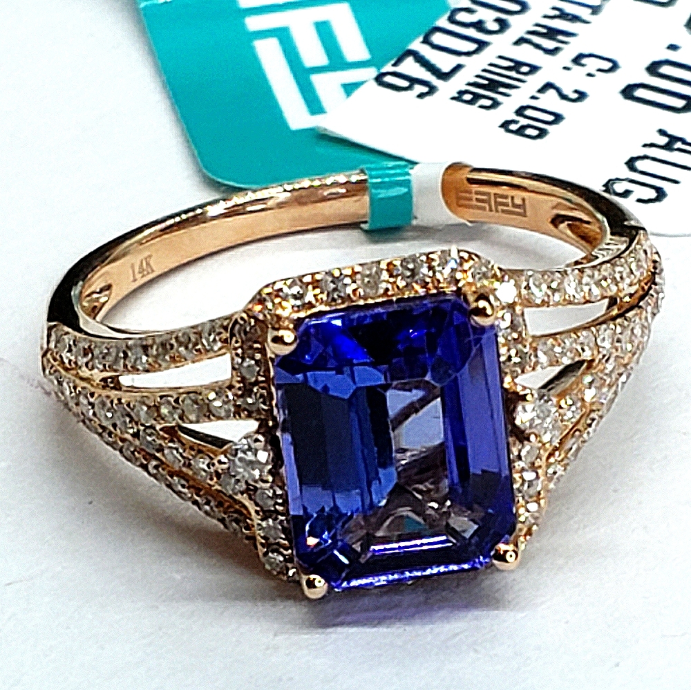 EFFY, Tanzanite, and diamond ring in 14k gold